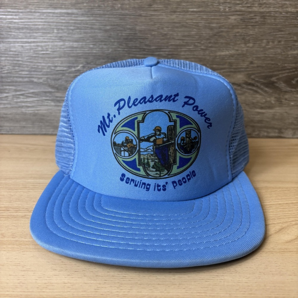 VINTAGE Mt. Pleasant Power Hat Cap Snap Back One Size Trucker Utah 90s